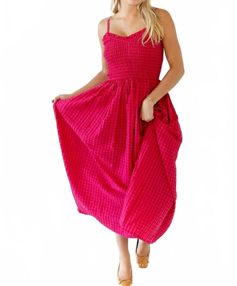 NEW MIOU MUSE gemma gingham maxi dress in cherry-fuchsia